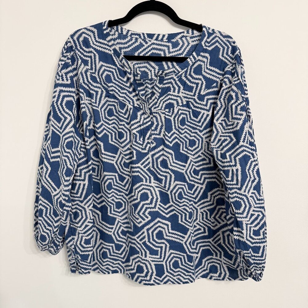 ✨ Caslon Geometric Print Blouse – Women’s Plus Size 1X | Boho Peasant